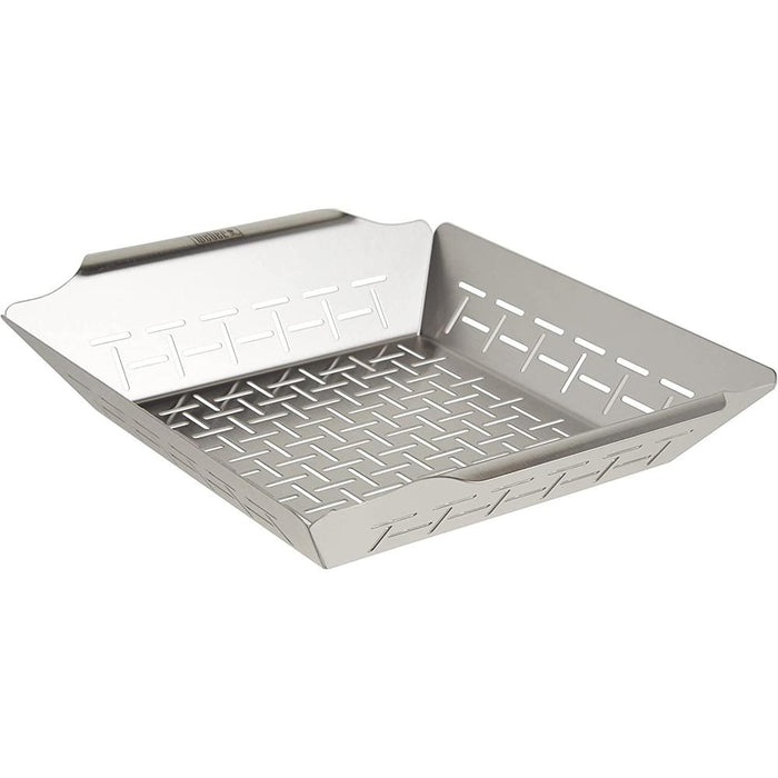 Weber Deluxe Stainless Steel Grilling Basket Large with Knife and Cutting Board