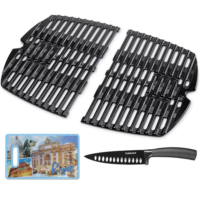 Weber Cast Iron Cooking Grates for Q 100/1000 Series Grills with Knife & Board