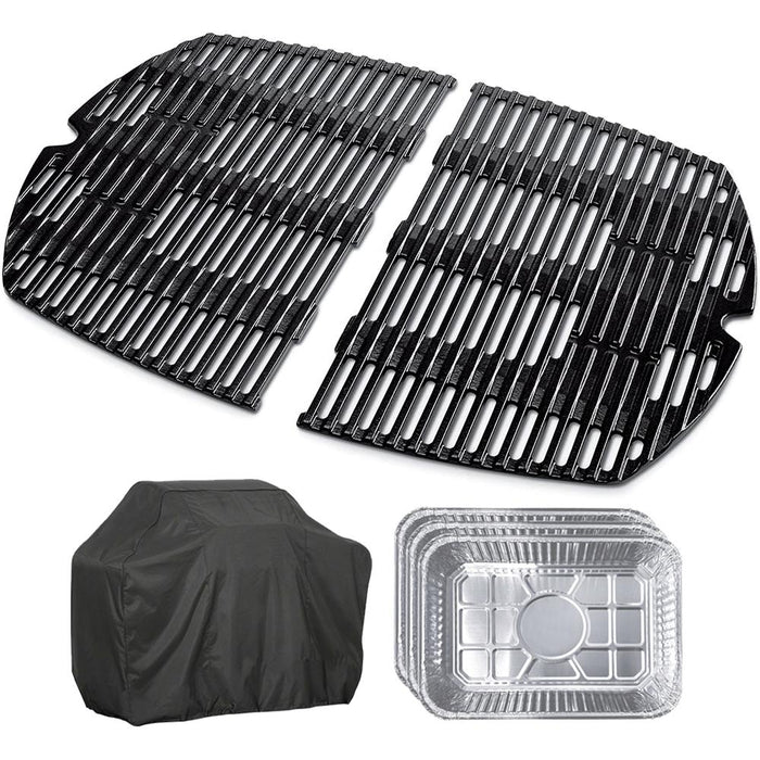 Weber Cast Iron Cooking Grates for Q 300/3000 Series Grills + Cover & Drip Pans