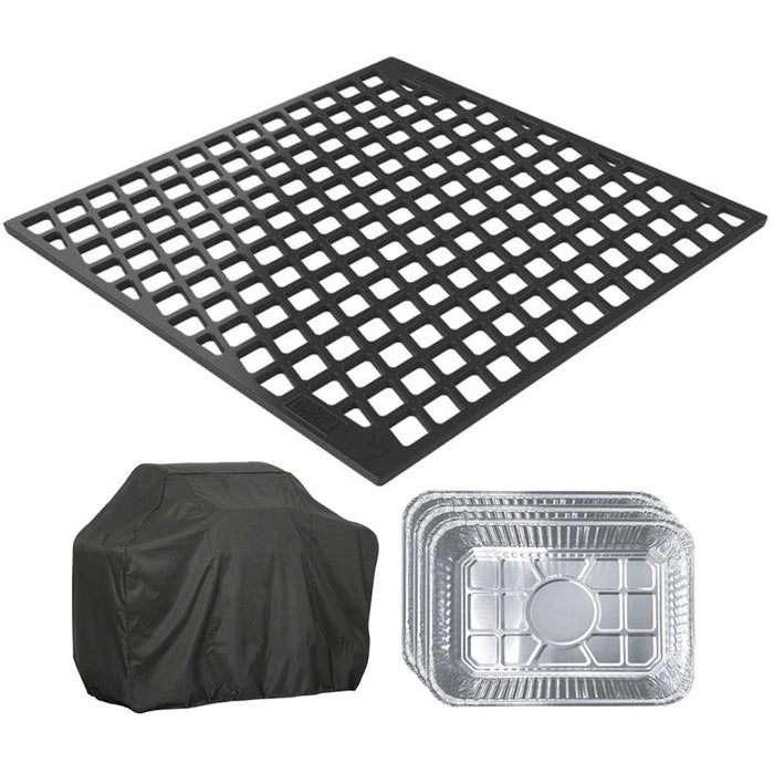 Weber CRAFTED Dual Sided Sear Grate with Grill Cover & Drip Pans set of 3