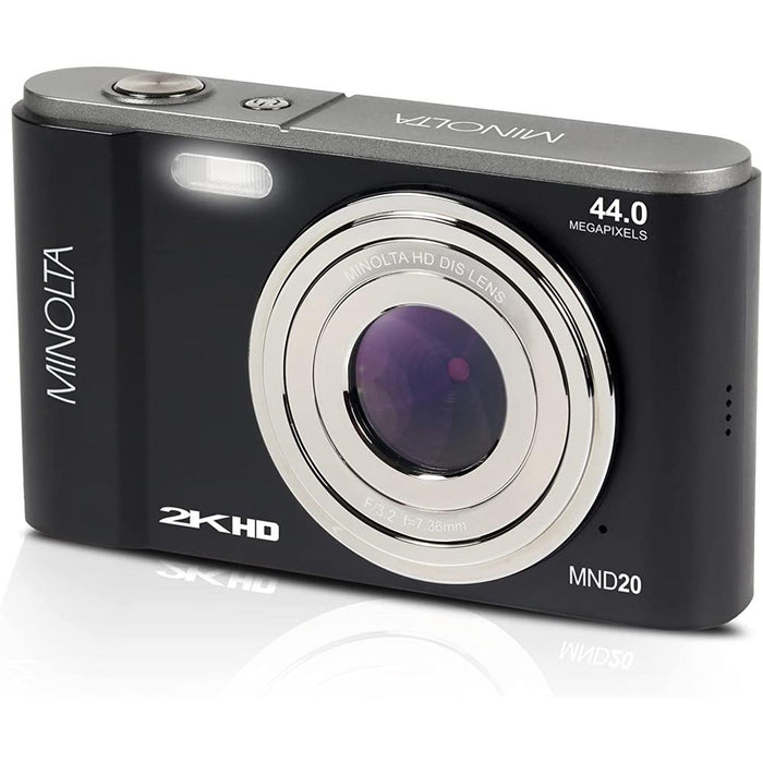 Minolta MND20 44 MP 2.7K Ultra HD Digital Camera, Black w/ Accessories Bundle