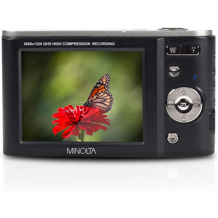 Minolta MND20 44 MP 2.7K Ultra HD Digital Camera, Black w/ Accessories Bundle