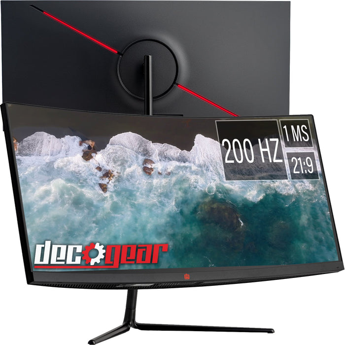 Deco Gear 30" Curved Monitor, 200 Hz, 1ms MPRT, 2560x1080, for Gaming - Refurbished