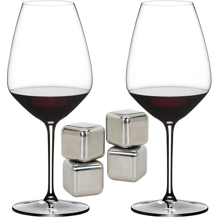 Riedel Extreme Shiraz Wine Glasses Set of 2 with Steel Ice Cubes 4 Pack