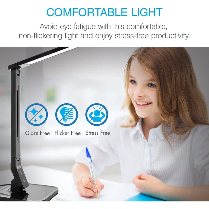 Tenergy 7W Dimmable Adjustable LED Desk Lamp, 530 Lumens with 5 Dimming Levels