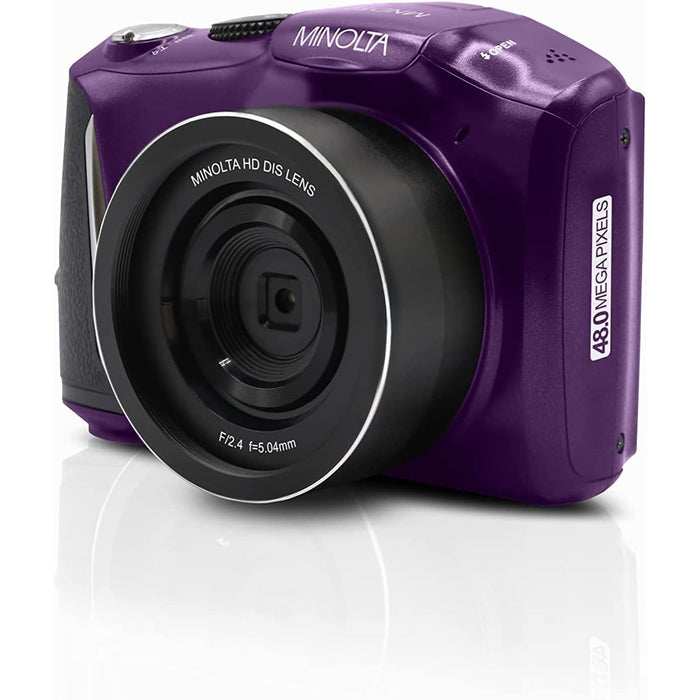 Minolta MND50-P 48 MP 4K Ultra HD 16X Digital Zoom Digital Camera (Purple) - Open Box