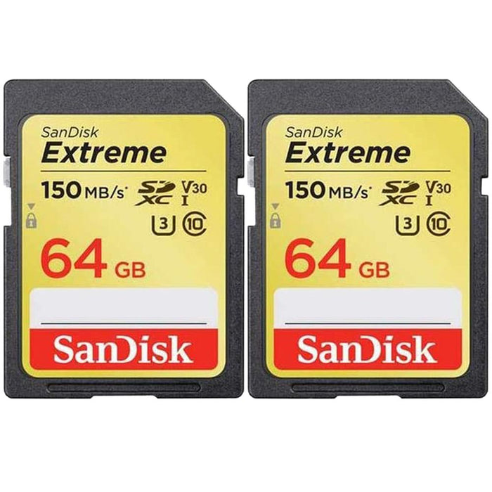 Sandisk Extreme SDXC Memory Card, 64GB, UHS-I (SDSDXV6-064G-ANCIN) - (2-Pack)