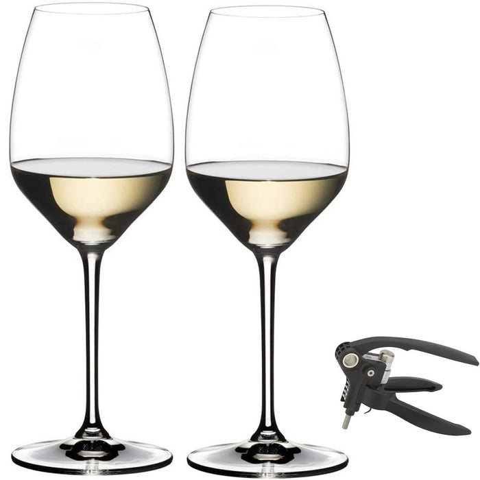 Riedel Extreme Riesling Glass, Set of 2 4441/15 + Deluxe Lever Corkscrew