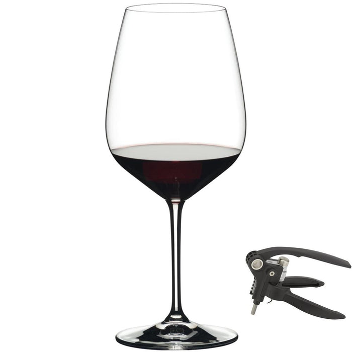 Riedel Extreme Cabernet Wine Glasses, 2-pack - 4441/0 + Deluxe Lever Corkscrew