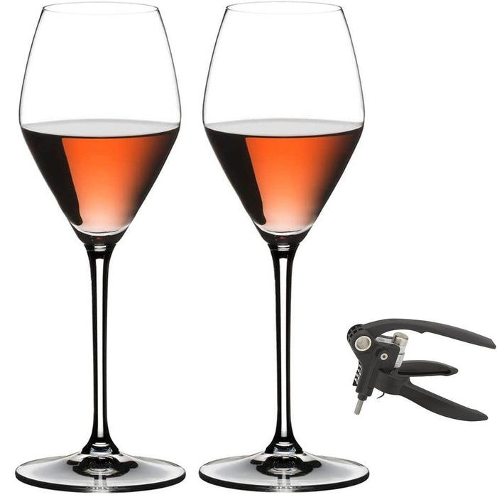 Riedel Extreme Rose/Champagne Wine Glass, Set of 2 - 4441/55 + Deluxe Lever Corkscrew