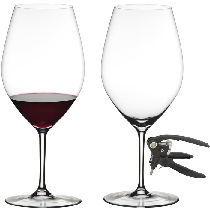 Riedel Magnum Wine Friendly Glass, Set of 2 - 6422/01-2 + Deluxe Lever Corkscrew