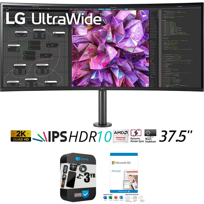 LG 37.5" Curved UltraWide QHD Plus Monitor +Microsoft 365 Personal +3 Yr Warranty