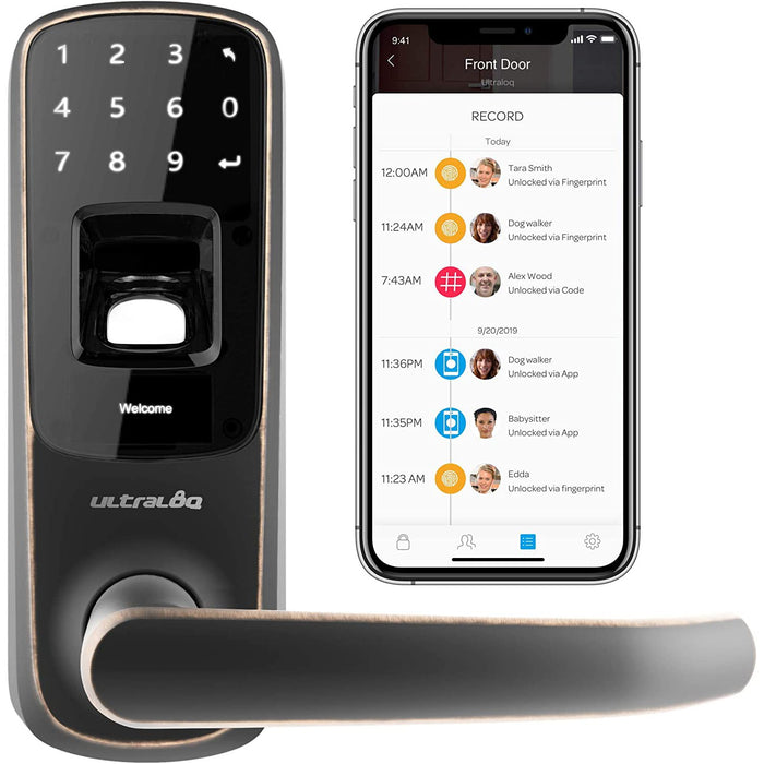 Ultraloq Bluetooth Enabled Fingerprint and Touchscreen Smart Lever Lock-open box
