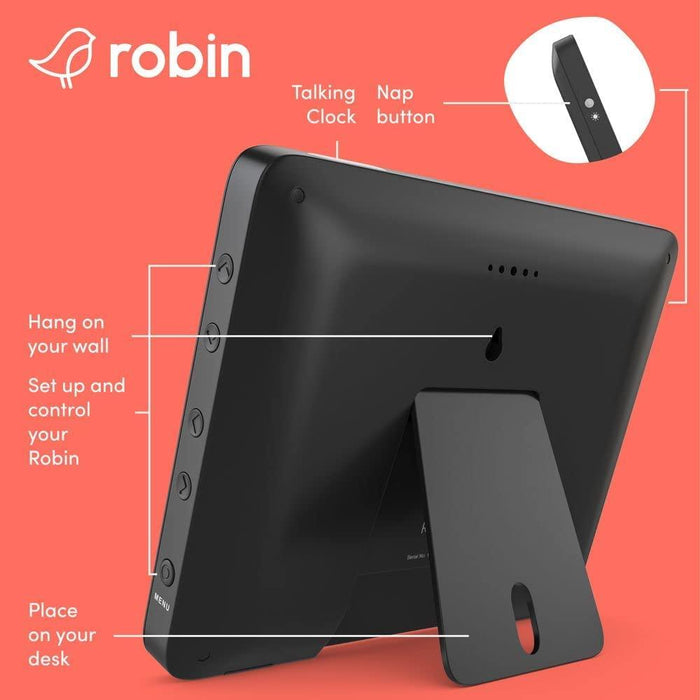 Robin 2.0 Digital Day Clock, Large Display, Alarms/Audio Reminders (Black) - E312332
