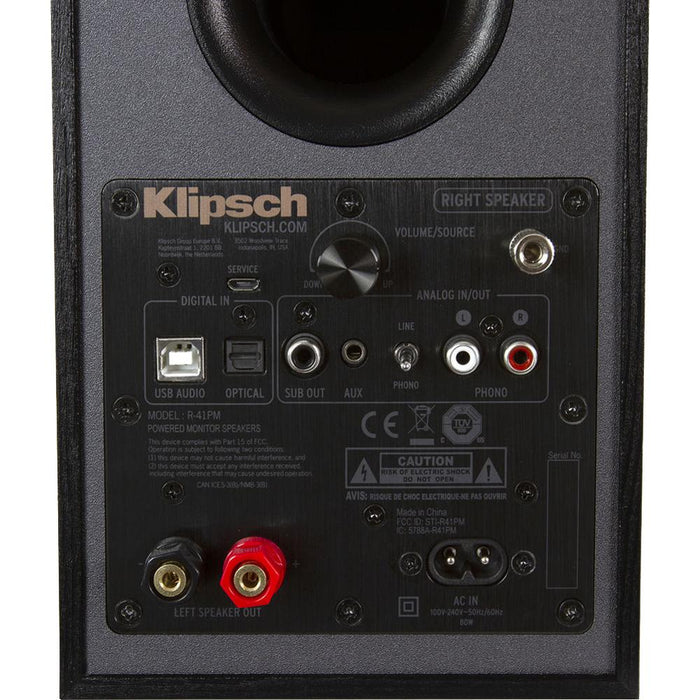 Klipsch R-41PM 2-Way Powered Bluetooth Bookshelf Speakers - Pair (1066251) - Open Box