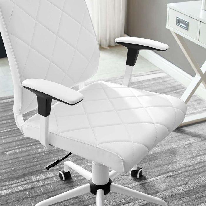 Modway Lattice Vinyl Office Chair in White - Open Box