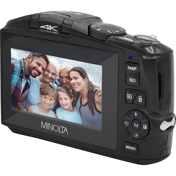 Minolta MND50-BK 48 MP 4K Ultra HD 16X Digital Zoom Digital Camera (Black) - Open Box