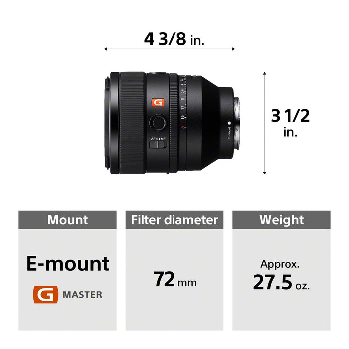 Sony FE 50mm F1.2 GM Full Frame Large Aperture G Master Lens for E-Mount (Open Box)