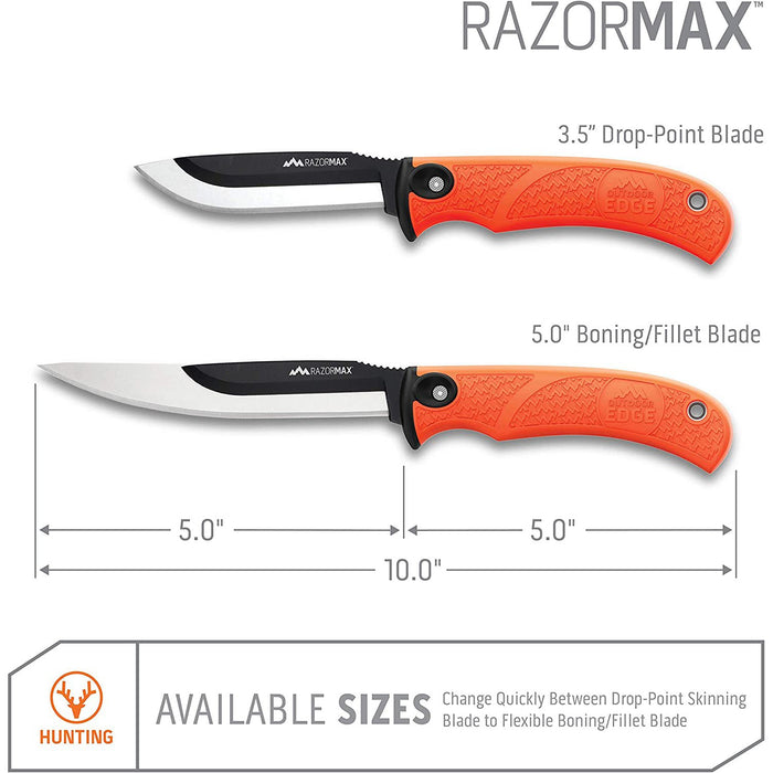 Outdoor Edge RazorMax 5" Replaceable Blade Boning Knife with 6 Blades, Blaze Orange (RMB-20)