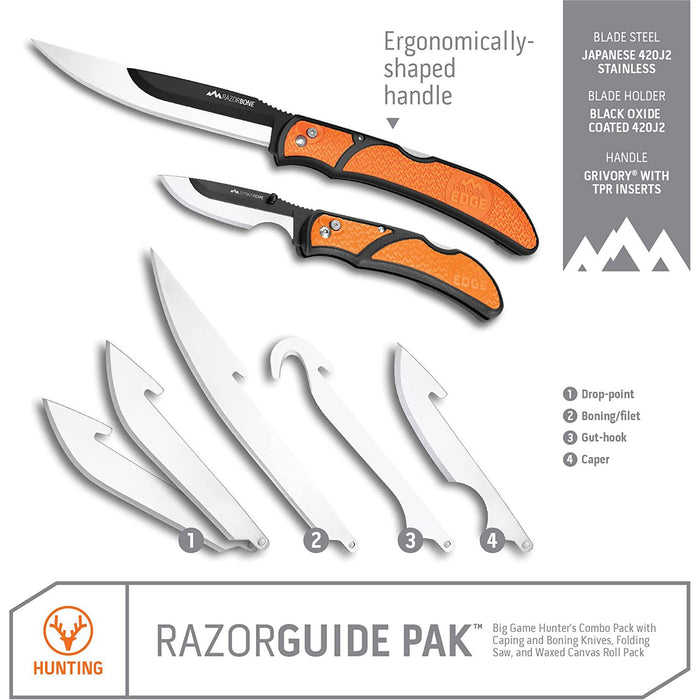 Outdoor Edge RazorGuide Pak Replaceable Blade Hunters Combo Kit (RGP-1)