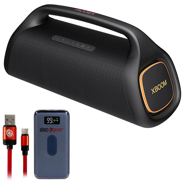 LG XBOOM Go XG9QBK Portable Bluetooth Speaker, Black w/ Deco Gear Accessory Bundle