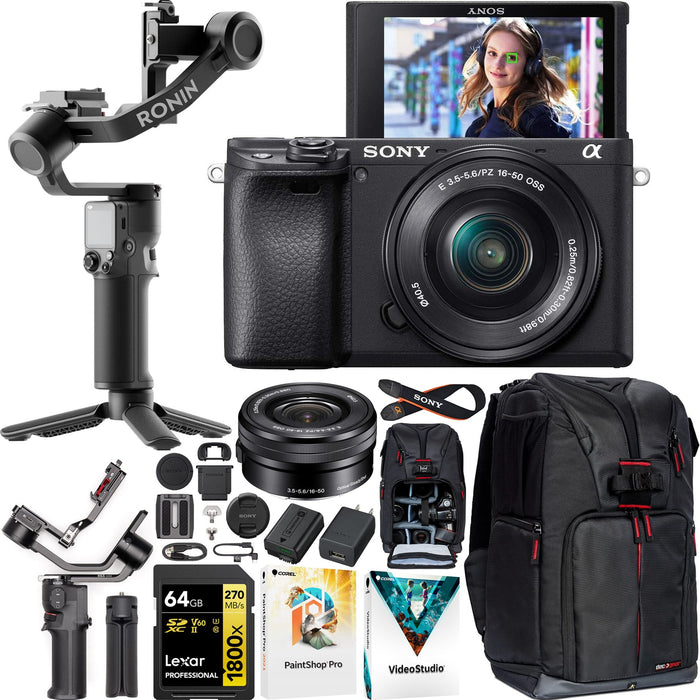Sony a6400 Mirrorless Camera + 16-50mm Lens Kit + DJI RS 3 Mini Gimbal Bundle
