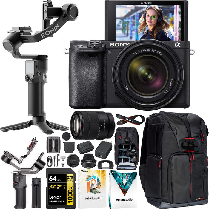 Sony a6400 Mirrorless Camera + 18-135mm Lens Kit + DJI RS 3 Mini Gimbal Bundle