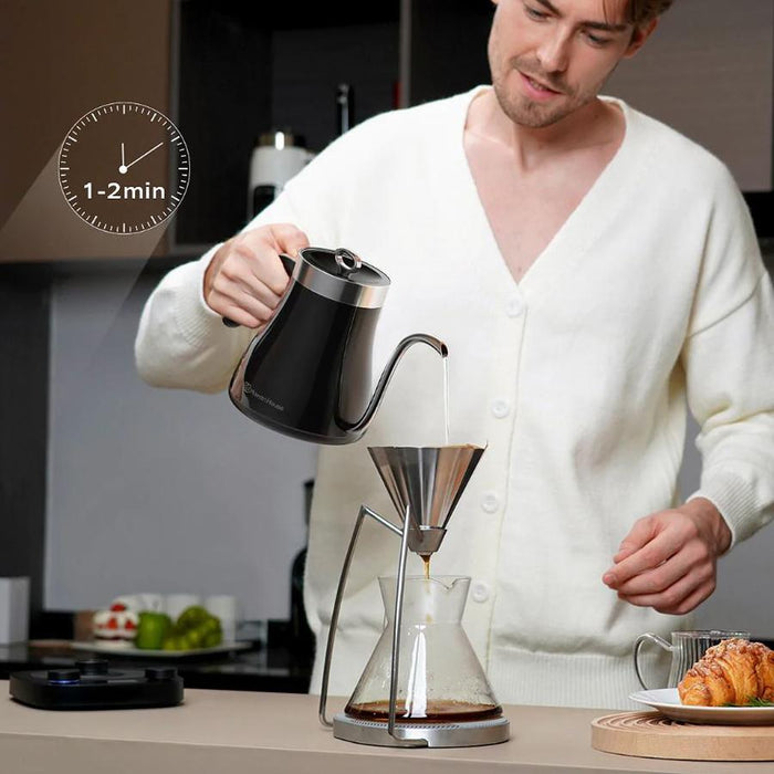 Maestri House Detachable Milk Frother and Steamer + Electric Pour Over Gooseneck Kettle Bundle