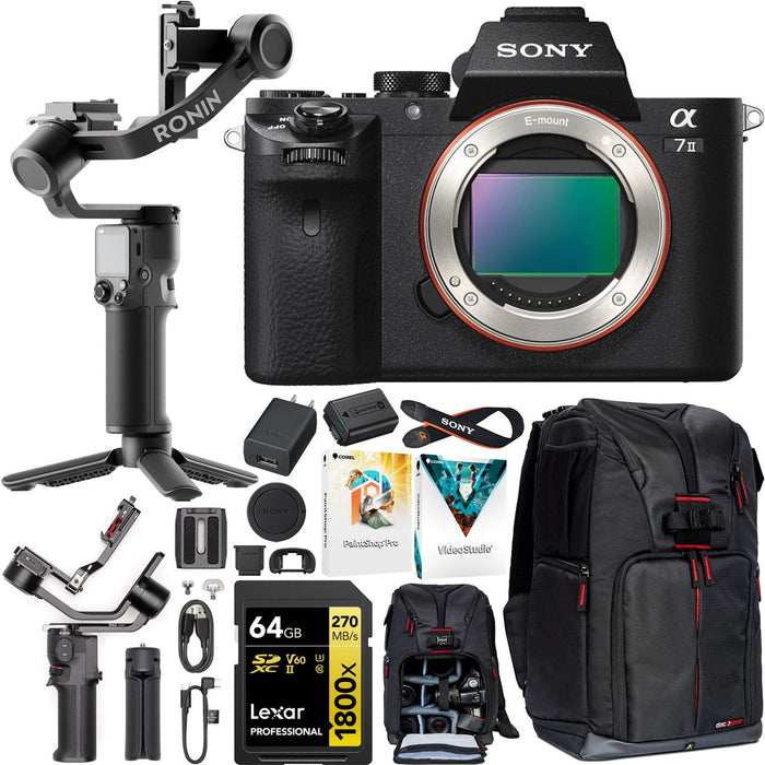 Sony a7 II Mirrorless Full Frame Camera Body Kit + DJI RS 3 Mini Gimbal Bundle