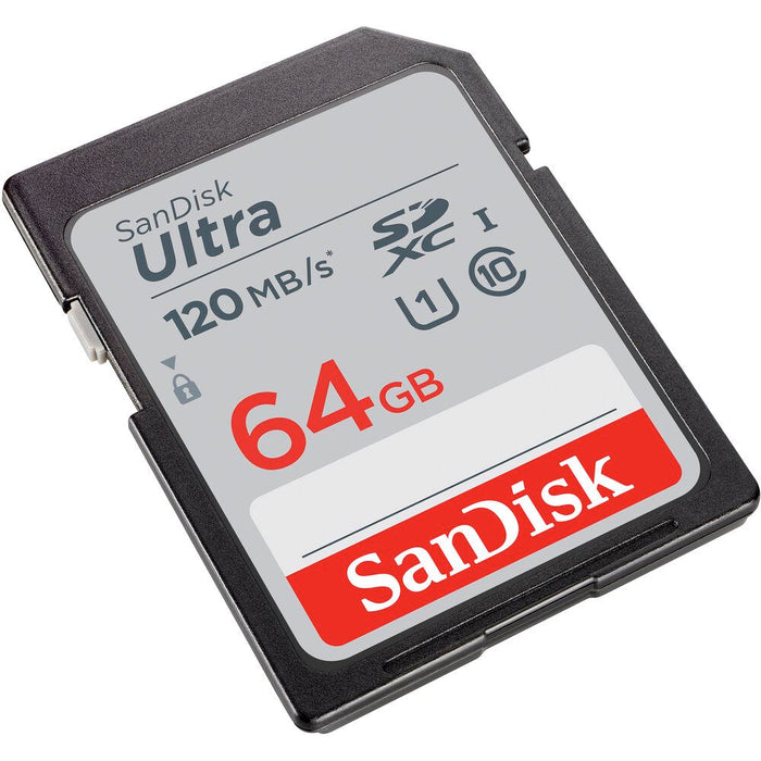 Sandisk Ultra SDXC Memory Card, 64GB, Class 10/UHS-I, 120MB/S 2 Pack