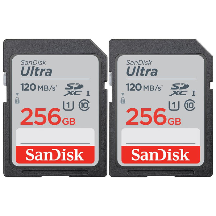Sandisk Ultra SDXC Memory Card, 256GB, Class 10/UHS-I, 120MB/S 2 Pack