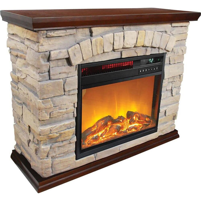 LifeSmart Large Square Infrared Faux Stone Fireplace w/ 2 Year Extended Warranty