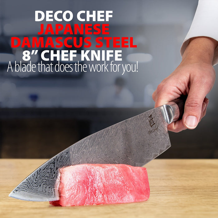 Deco Chef Chef Knife 8-inch Damascus Steel - 67 Layers AUS-10 Razor Sharp Japanese Quality