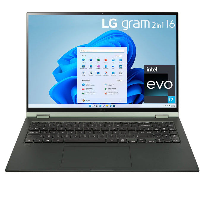 LG Gram 16T90Q 2-in-1 16" Tablet Laptop, Gen i7-1260P, 32GB RAM/2 TB SSD, Green