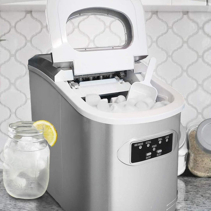 Whynter Compact Ice Maker, 27-Pound, Metallic Silver