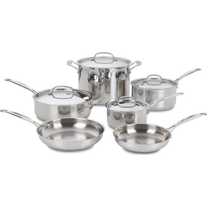 Cuisinart Chef's Classic Stainless Cookware 10 pc Set with Cooking Oil Bundle