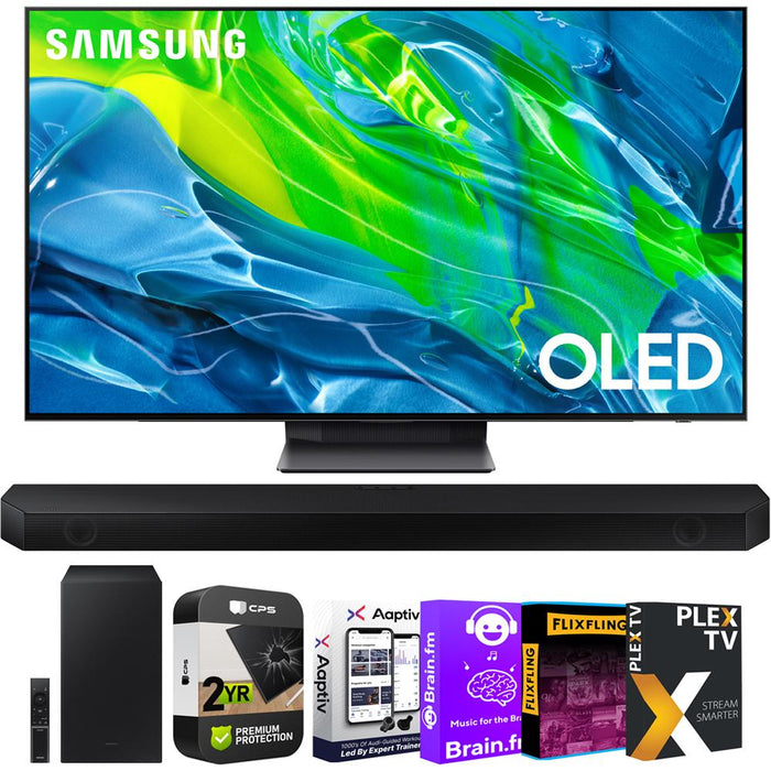 Samsung S95B 55" 4K Quantum HDR OLED Smart TV w/ Soundbar + Warranty Bundle
