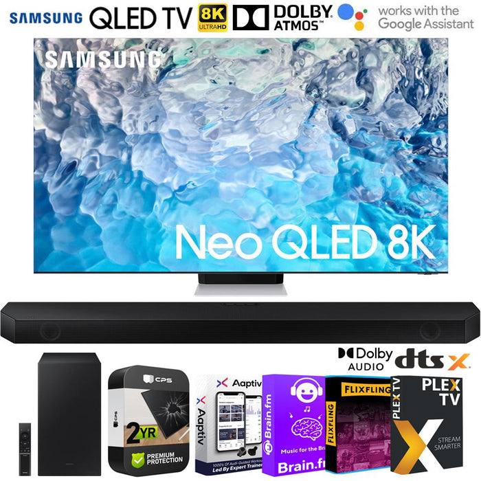Samsung QN65QN900B 65 Inch Neo QLED 8K Smart TV w/ Soundbar + Warranty Bundle