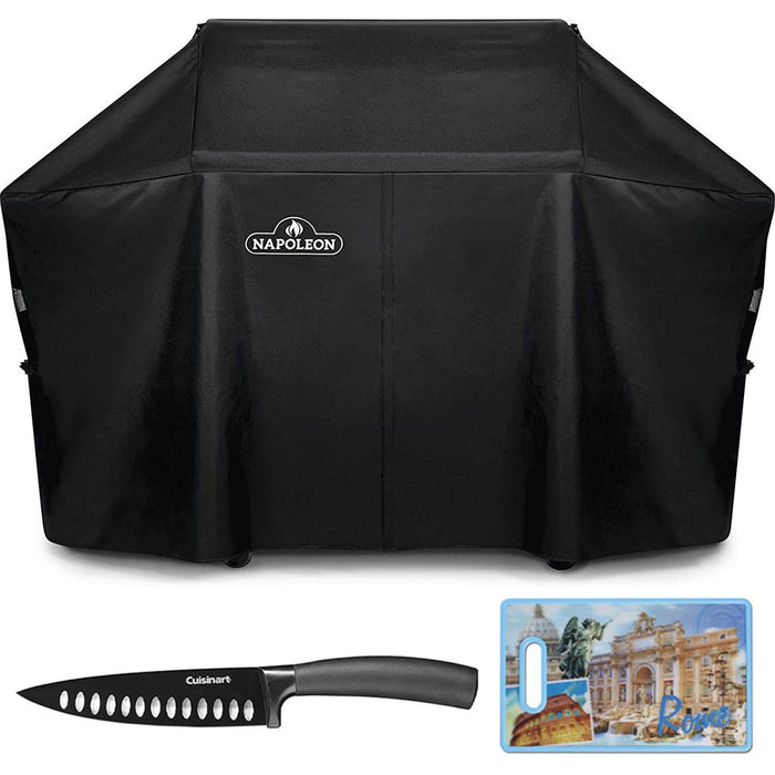 Napoleon PRO 665 Outdoor Grill Cover Black with Cutting Board and 6" Knife