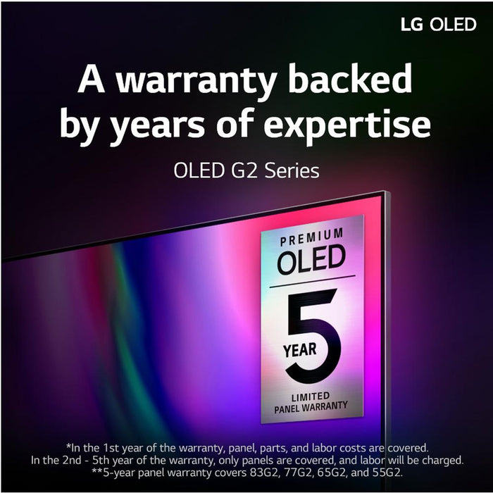 LG OLED55G2PUA 55" HDR 4K Smart OLED TV 2022 + TaskRabbit Installation Bundle