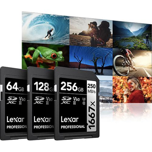 Lexar Professional 1667x 128GB SDXC UHS-II Memory Card, 250MB/s Read - Open Box