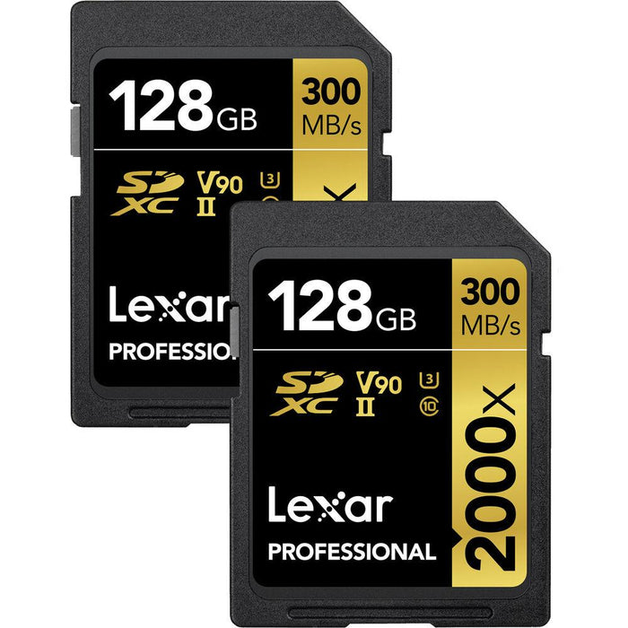 Lexar 128GB Professional 2000x UHS-II SDXC Memory Card (2-Pack) - Open Box