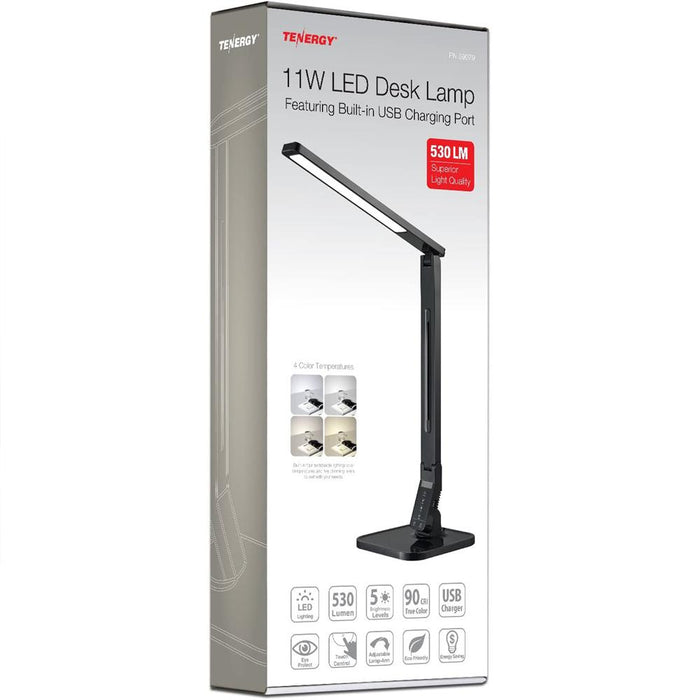 Tenergy 11W Dimmable Desk Lamp with USB Charging Port 2 Pack