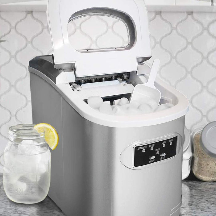 Whynter Compact Ice Maker, 27-Pound, Metallic Silver + 2 Year Extended Warranty