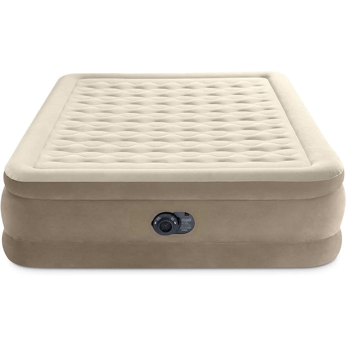 Intex Ultra Plush Fiber-Tech Inflatable Airbed Mattress with Built in Electric Pump