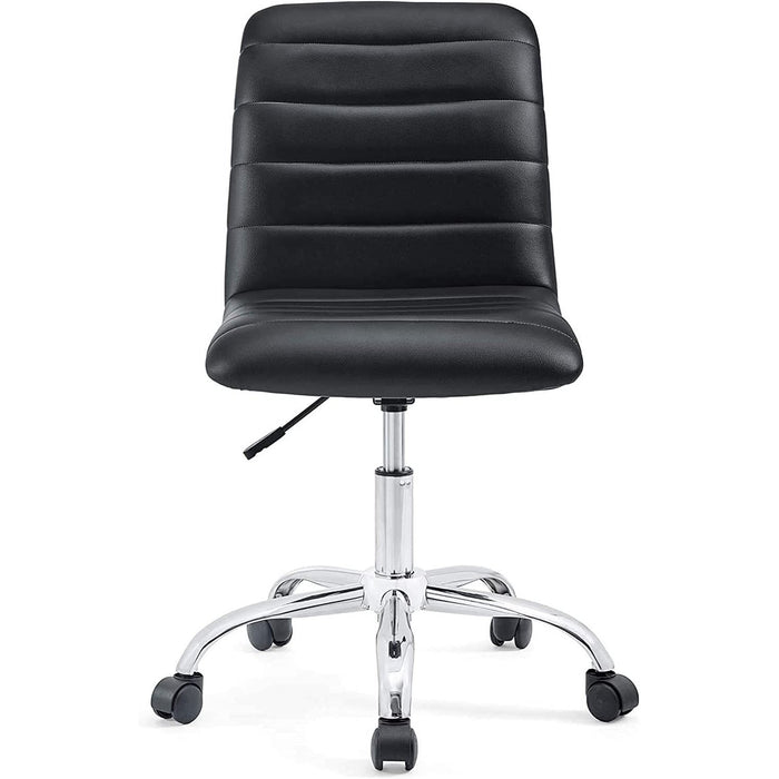 Modway EEI-1532-BLK Ripple Ribbed Armless Mid Back Swivel Desk Office Chair, Black