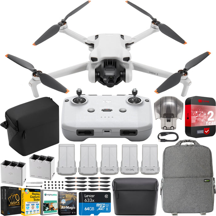 DJI Mini 3 Drone Quadcopter Fly More Plus Kit with RC-N1 Remote + Accessories Bundle
