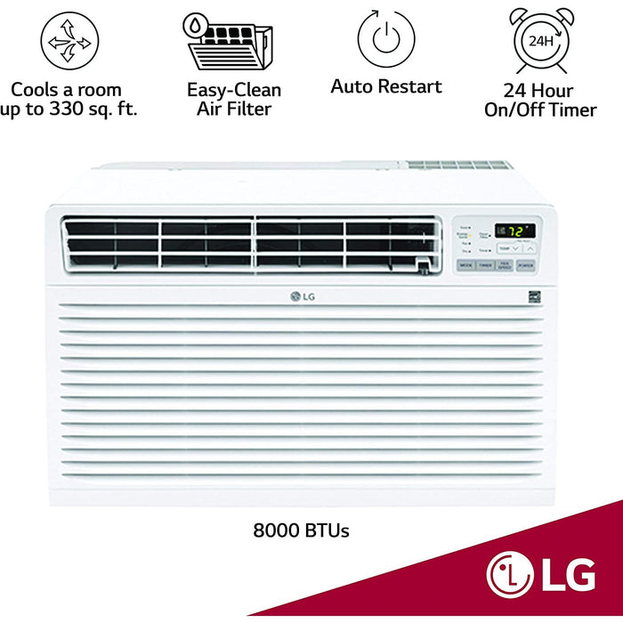 LG 11,800 BTU Through-The-Wall Remote Air Conditioner, 12000, White, Refurbished