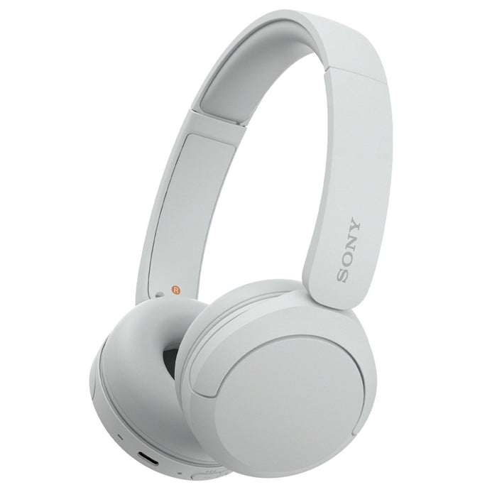 Sony Wireless Headphones with Microphone, White with Wood Headphone Display Stand