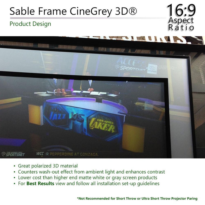 Elitescreens Sable Frame CineGrey 3D Projector Screen 100-inch Diagonal 16:9, 8K 4K Ready